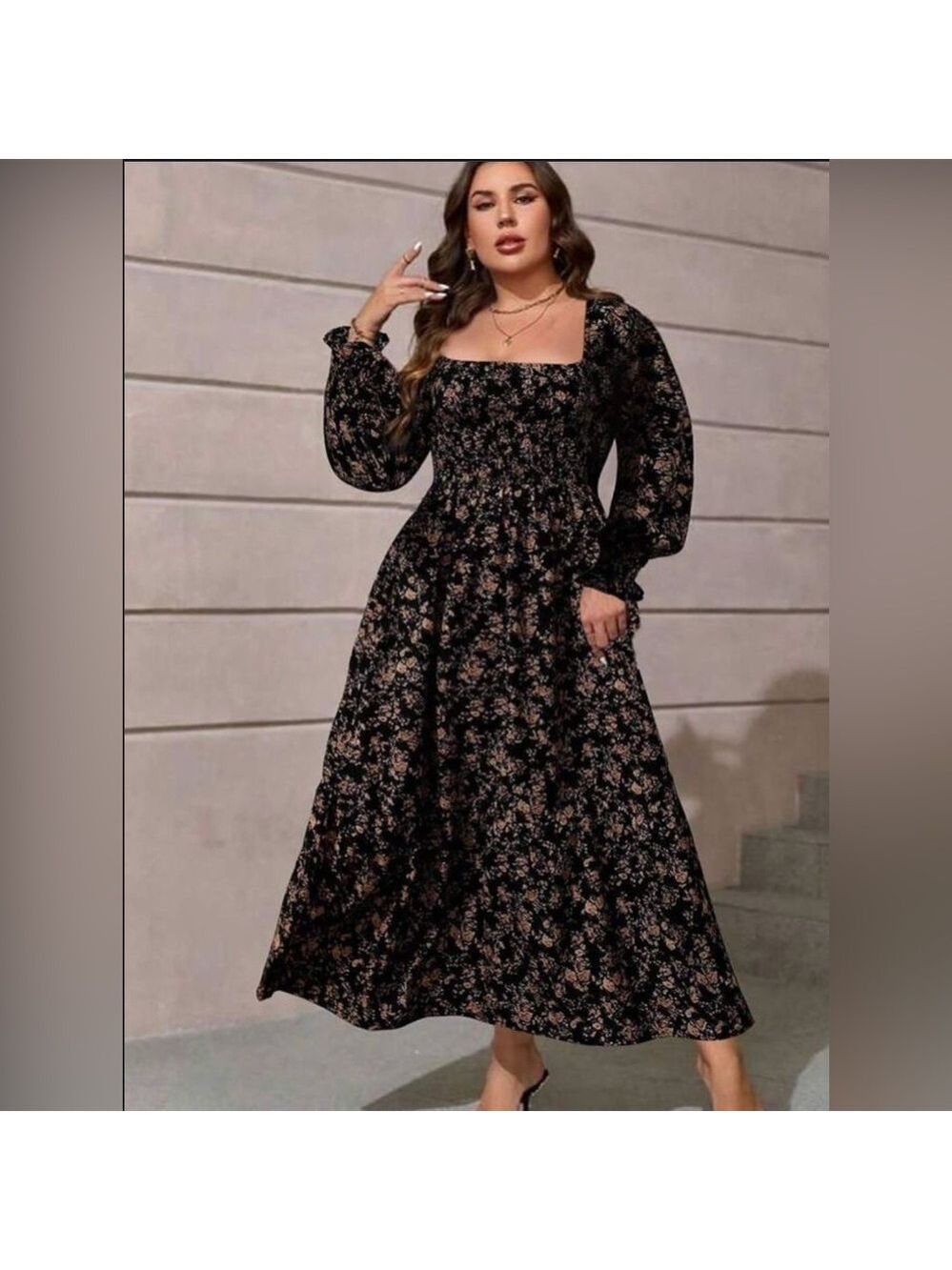 🐈Shein Smocked Maxi Floral Dress M